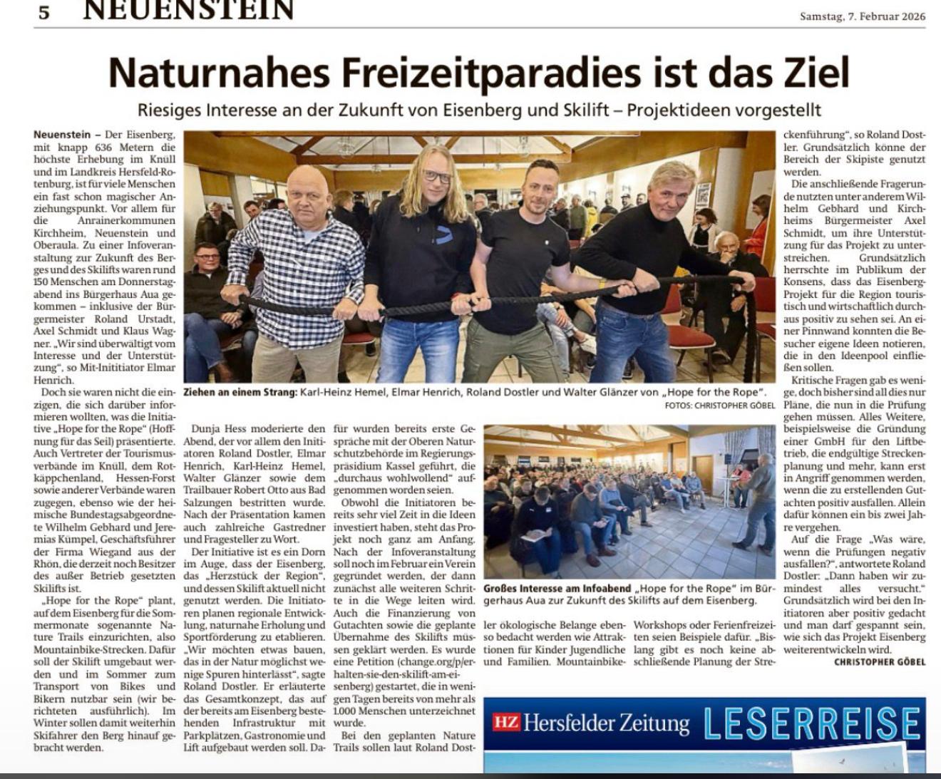 Bericht über die Veranstaltung am 5.2.2026 aus der Hersfelder Zeitung 